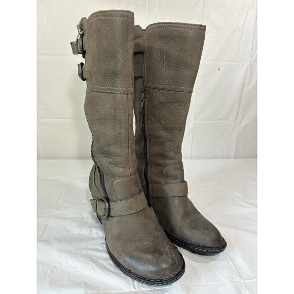 Born Leather Buckled Riding Heel Boots Womens Size 7 US 38 EU - Picture 1 of 11